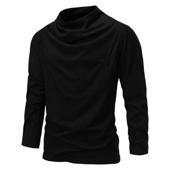 Haoxianjian Fishing Shirts For Men Sweatshirt Men'S New Pile Collar Fashionable Long Sleeved T-Shirt Solid Color Casual Breathable Base T-Shirt Long Sleeved Mens Long Sleeve Tee Shirts Workout T Shirt