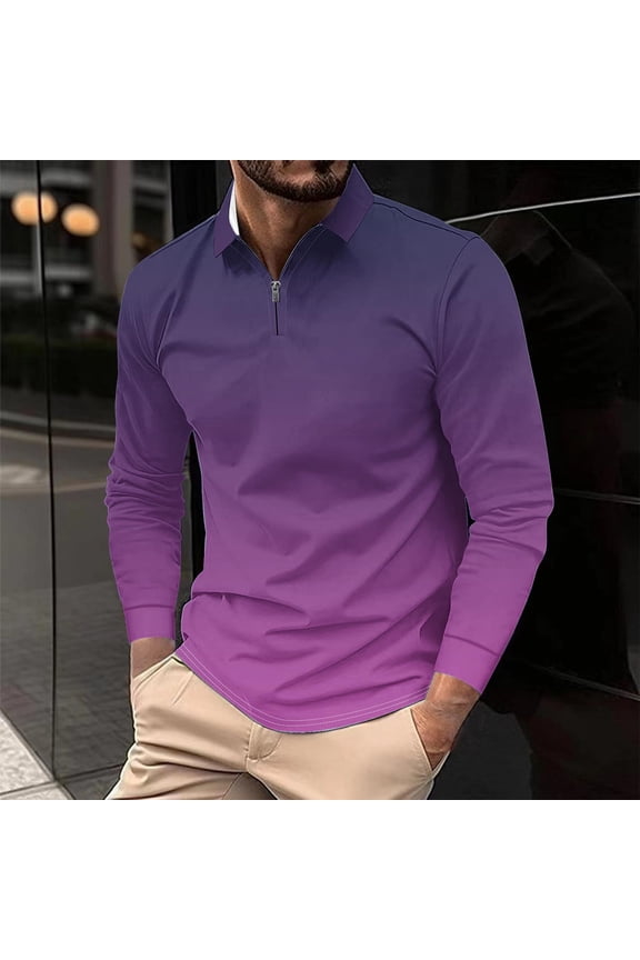 Haoxianjian Funny Golf Shirts For Men Casual Slim Fitted Shirts Contrast Color Tops Men Casual Turn-Down Collar Printing Pullover Fitness Sports Long Sleeves T Shirt Blouse Men'S Casual Athletic Worko