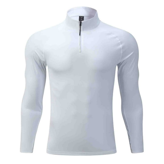 Haoxianjian Funny Golf Shirts For Men White Undershirts Men Man Stand Collar Half Zipper Solid Color Quick Drying Motion Fitness Wear Tops There Are Bullets Running Clothes Long Sleeves Men