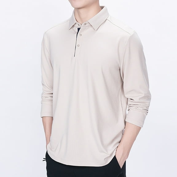 Haoxianjian Golf Shirts For Men Shirts For Teens Men'S Lapel Button Striped Loose Casual Long Sleeved Shirt Cozy Sport Outwear