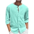 thumbnail image 1 of Haoxianjian Golf Shirts For Men Workout Shirts For Men Men Fashion Casual Solid Button Round-Neck Long Sleeve With Blouses Shirts Men'S Loose Fitted Lightweight Long-Sleeve, 1 of 5