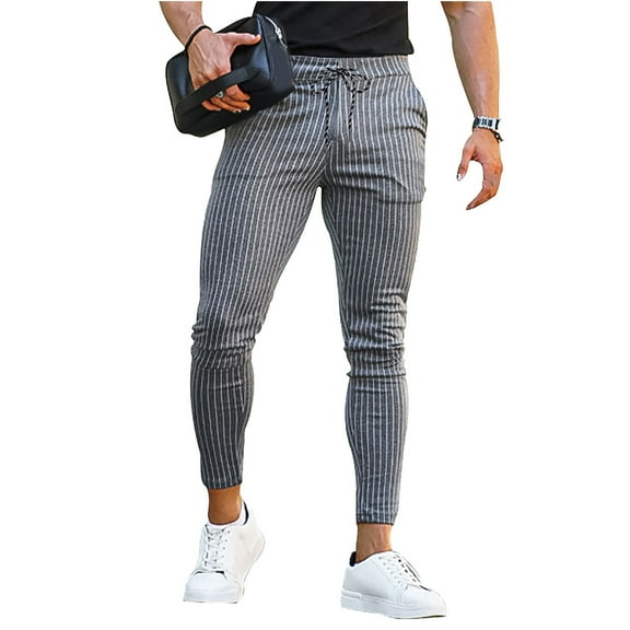 Haoxianjian Khaki Pants Mens Dress Pants Men'S Summer Straight Leg Daily Thin Casual Business Streak Pants Slim Fitted Skinny Suit Pants