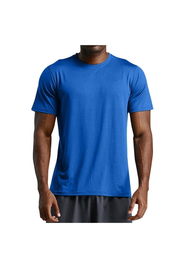 Men’s Short Sleeve Dry Fits Active Crew Neck T Shirt - Quickly Dry Bodybuilding Shirts Athletic Performance Running Gym Workout Tee Tops M-3X