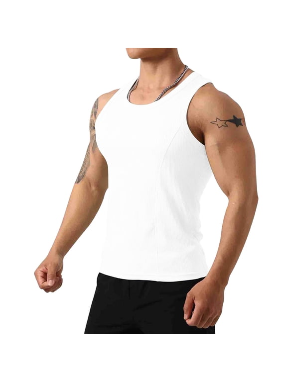 Men's Tank Tops Workout Sleeveless Hoodie T-Shirt polyester Tee Swim Beach Shirts for Bodybuilding Gym Fitness Training Active Tank Top Swim Beach Running Shirts Slim Fits S-XXL