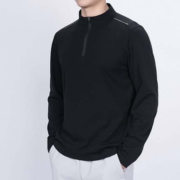 Haoxianjian Mens Golf Shirt White Undershirts Men Men'S Casual Top Stand Collar Casual Sports Top Long Sleeve Top/Shirt Long Sleeve Stand Collar Top/Shirt Cozy Sport Outwear