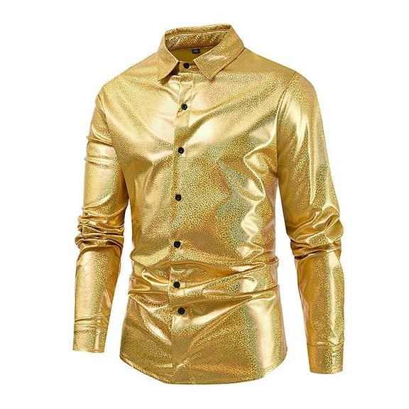 Haoxianjian Mens Shirts Long Sleeve Shirts For Men Men'S Solid Color Sequin Dress Long Sleeved Lapel Shirt Vation Beach Summer Tops On arance