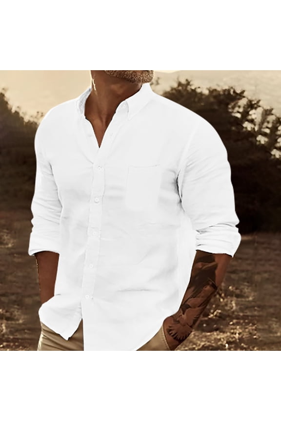 Haoxianjian Mens Shirts Mens Button Up Long Sleeve Shirt Men Casual Fashion Whole Colored Turn-Down Collar Button Long Sleeve Business Shirt Blouse Men'S Dress Shirt Regular Fitted Solid