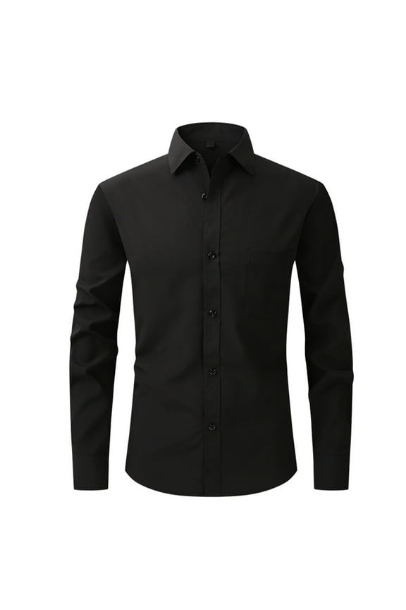 Haoxianjian Mens Shirts Oversized Tshirts For Men Men Casual Fashion Whole Colored Turn-Down Collar Button Long Sleeve Business Shirt Blouse Casual Slim Fitted Shirts Contrast Color Tops