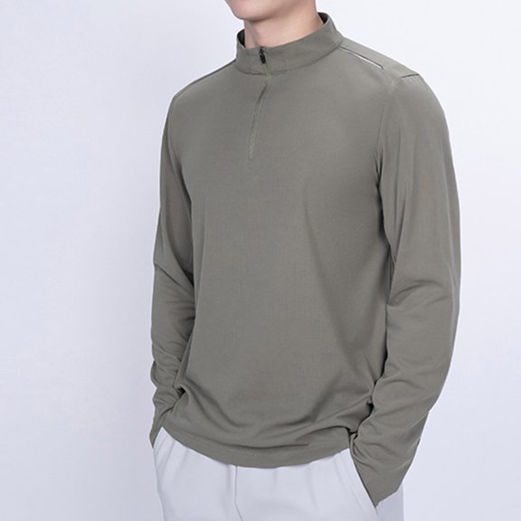 Haoxianjian Mens Shirts Sweatshirt Men'S Casual Top Stand Collar Casual Sports Top Long Sleeve Top/Shirt Long Sleeve Stand Collar Top/Shirt Men'S Loose Fitted Lightweight Long-Sleeve