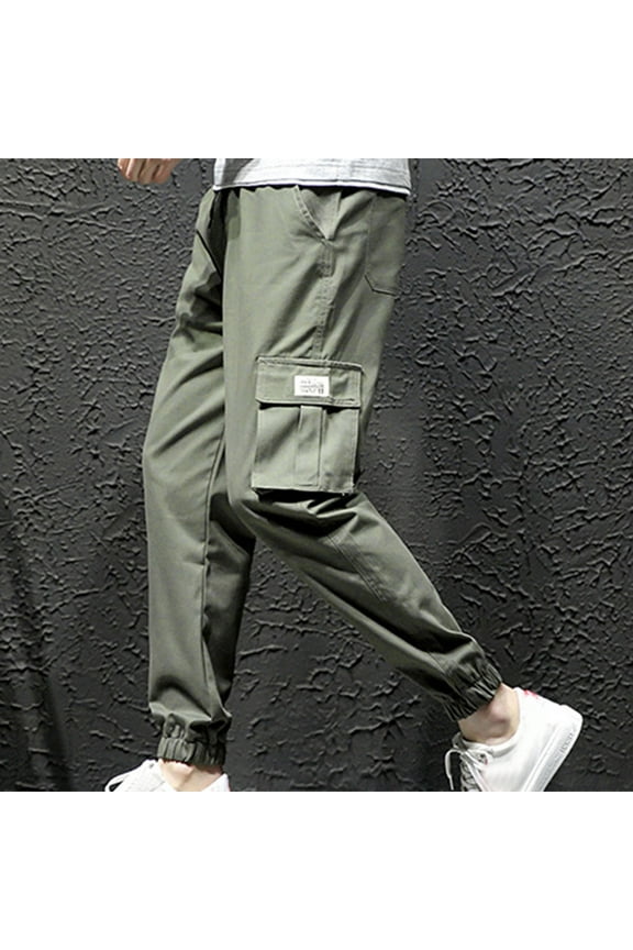 Haoxianjian Mens Sweatpants Khaki Pants For Boys Men'S Solid Casual Pocket Outdoor Elastic Waistbelt Jogger Drawstring Trousers Work Pants Men Athletic Work Sweatpants