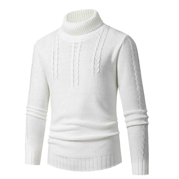 Haoxianjian Oversized Sweater Knit Sweater Man New Pattern High Collar Solid Color Twisted Flower Keep Warm Head Cover High Collar Long Sleeves Bottom Layer Knitting Sweater Crewneck Pullover For Men