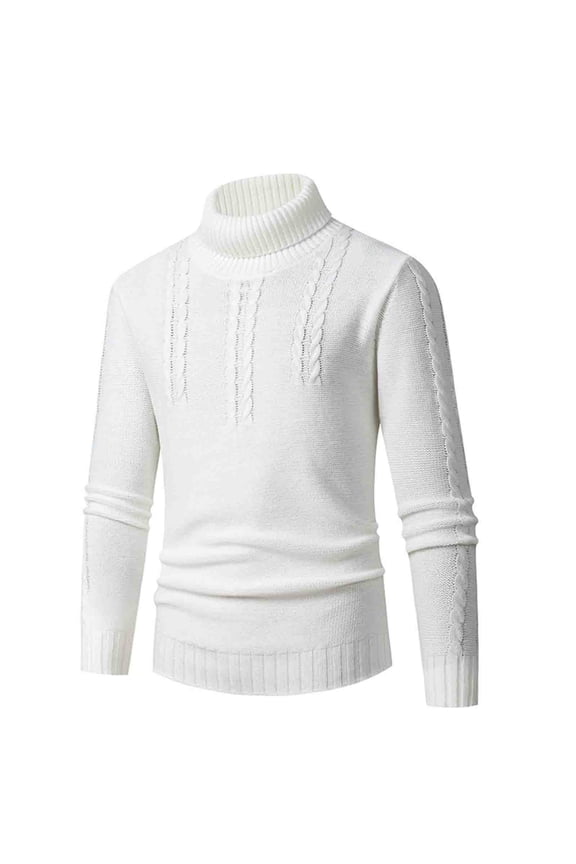 Haoxianjian Oversized Sweater Knit Sweater Man New Pattern High Collar Solid Color Twisted Flower Keep Warm Head Cover High Collar Long Sleeves Bottom Layer Knitting Sweater Crewneck Pullover For Men