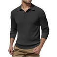 thumbnail image 1 of Haoxianjian Shirts For Men Sweatshirt Men'S Solid Color Knitted Lapel Button Long Sleeved Textured Collar Top Men'S Fashion Sweatshirts, 1 of 5