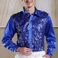 thumbnail image 1 of Haoxianjian Shirts For Men Fishing Shirts For Men Men'S Solid Color Sequin Dress Long Sleeved Lapel Shirt Button Up Shirt Vintage Henleys Shirts On arance, 1 of 1