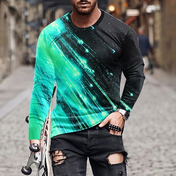 Haoxianjian Tshirt Coof&Y Shirts For Men Men Casual Fashion Printing Round Neck Pullover T-Shirt Short Sleeve Tops Men'S Loose Fitted Lightweight Long-Sleeve