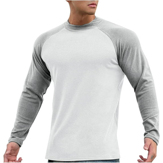 Haoxianjian Tshirt Workout Shirts For Men Men'S Fashion Casual Pullover Solid Color Long Sleeve Round-Neck Blouses Men'S Loose Fitted Lightweight Long-Sleeve On Clearance
