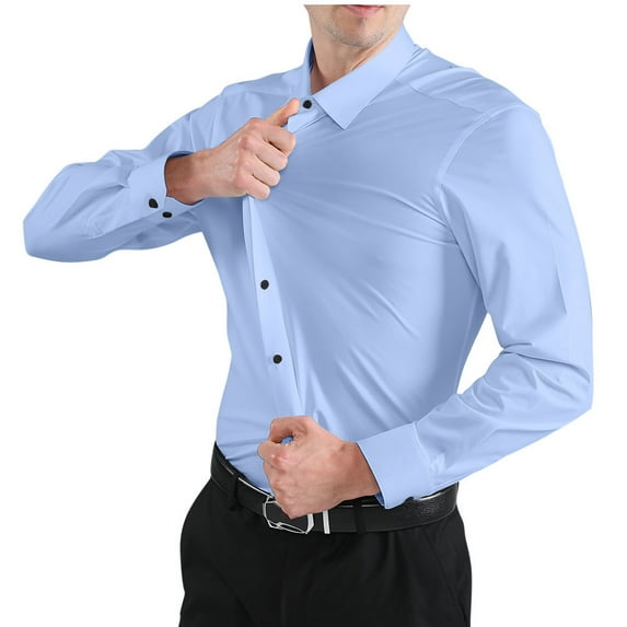 Haoxianjian White T Shirts For Men Fishing Shirts For Men Mens Casual Fashion Solid Elastic Fabric Turndown Collar Buttons Tops Shirts White Undershirts Men