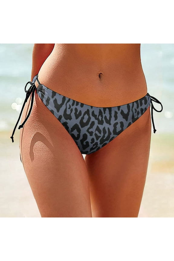 Women's Swim Shorts Tie Side Print Bikini Bottom String Bathing Suits Bottoms Swimsuit Briefs