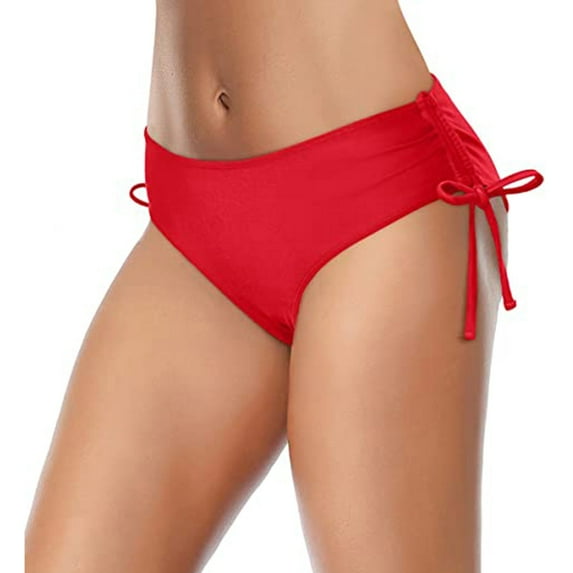 Haoxianjian Women's Swim Shorts Tie Side Solid Bikini Bottom String Bathing Suits Bottoms Swimsuit Briefs
