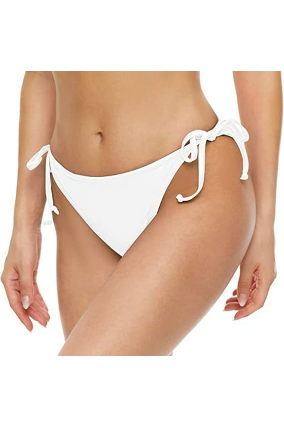 Women's Swim Shorts Tie Side Solid Bikini Bottom String Bathing Suits Bottoms Swimsuit Briefs