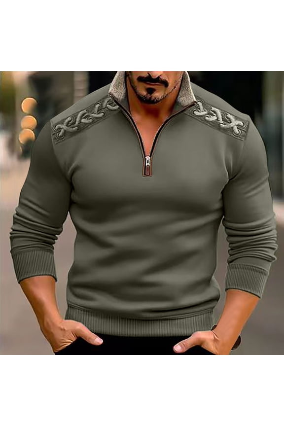 Haoxianjian Zip Up Hoodie Sweatshirt Front Mid-Zipper Stand-Up Collar Long Sleeve Color Matching Hoodie For Men Hooded Sweatshirts Hoodie Long Sleeve Casual Sweatshirt