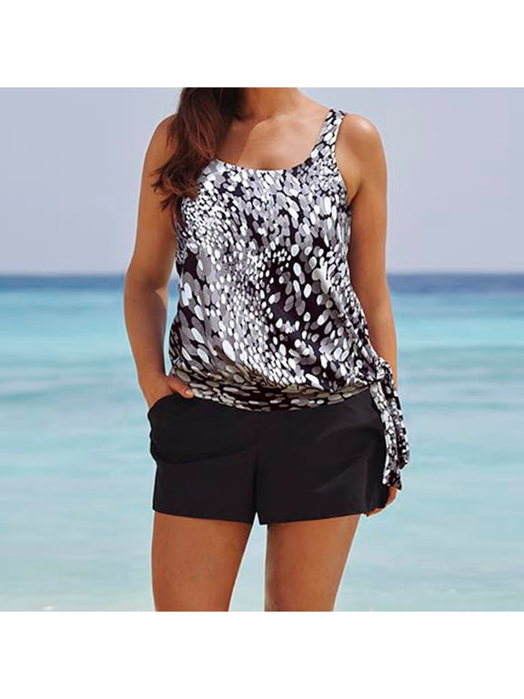 Women's Plus Size Tankini Set with Boy Shorts, Two-Piece Swimsuit, Size 3XL