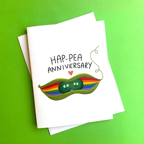 Hap-Pea Anniversary Card  Whimsical Peas in a Pod Design  Blank Inside for Personal Messages  Perfect Love Note for Couples on Their Anniversary