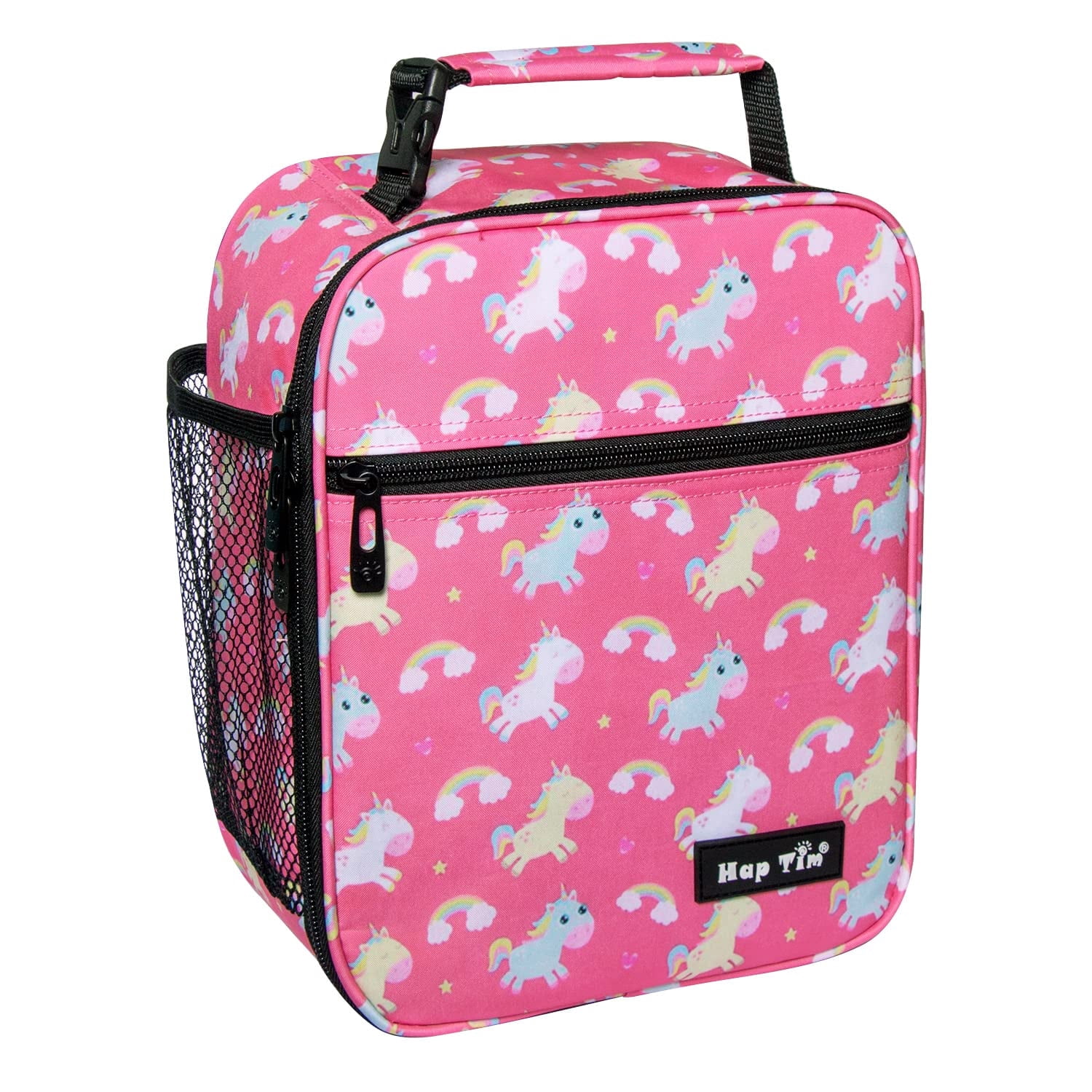 Hap Tim Lunch Box Kids Girl, Insulated Lunch Bags for Girls, Soft Mini Cooler Bag for School Thermal Meal Tote Kit , Pink Unicorn Rainbow (18654-PKU)
