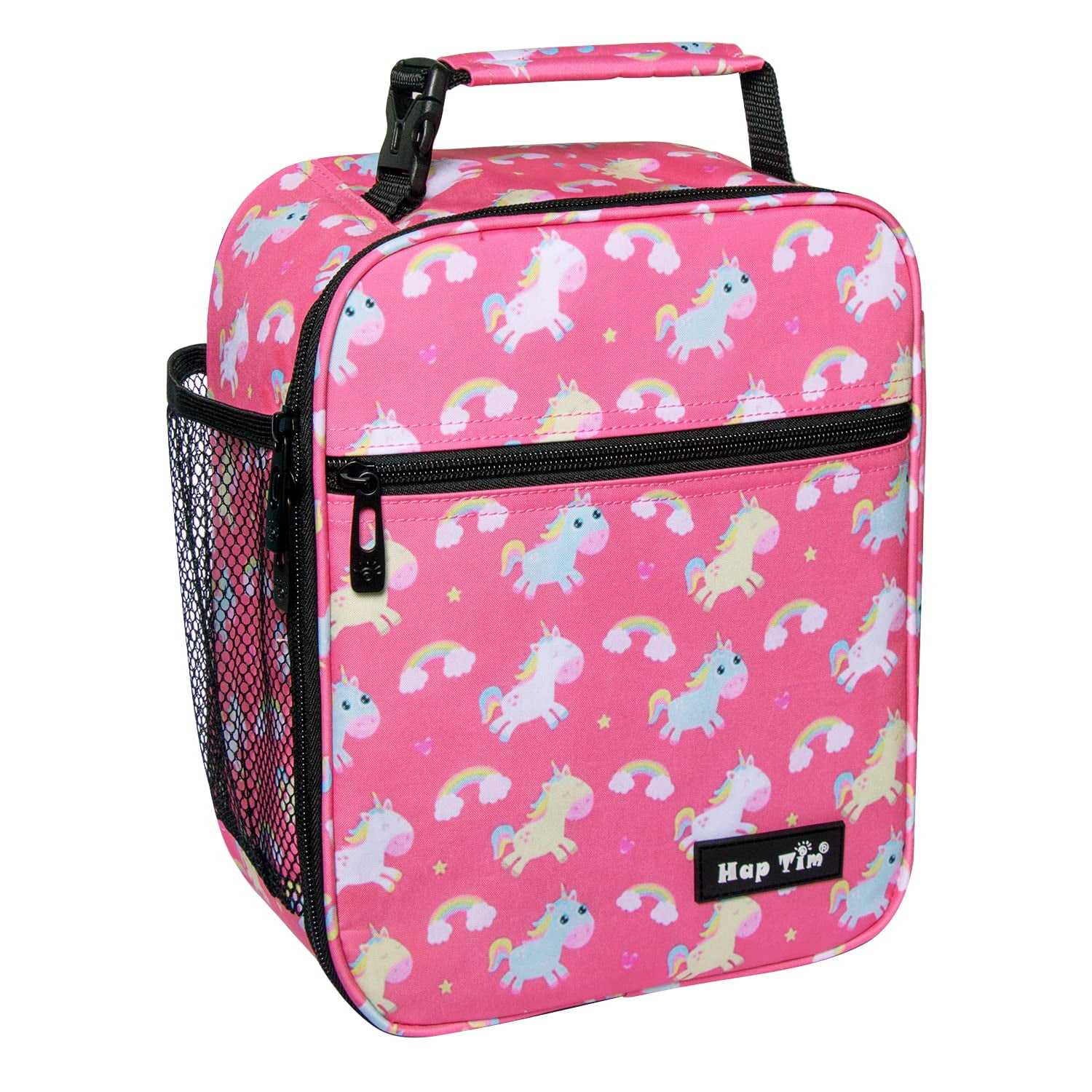 Hap Tim Lunch Box Kids Girl, Insulated Lunch Bags for Girls, Soft Mini Cooler Bag for School Thermal Meal Tote Kit , Pink Unicorn Rainbow (18654-pku)