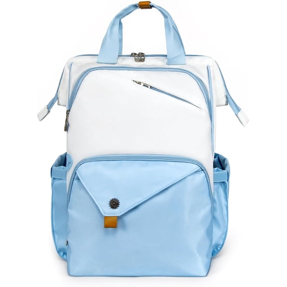 Hap Tim Travel Backpack Carry On Flight Approved, Laptop Backpack for School, Work Backpack Woman, White Blue(7651-WB)