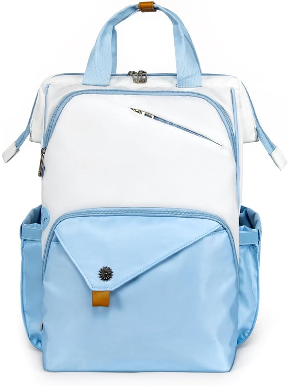 Hap Tim Travel Backpack Carry On Flight Approved, Laptop Backpack for School, Work Backpack Woman, White Blue7651-WB