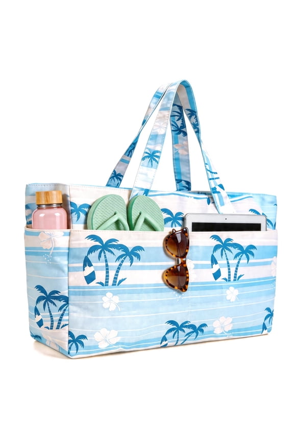 Hap Tim XXL Waterproof Beach Tote Bag with Wet Compartment & Zip,Large Capacity Sandproof Shoulder Travel Bag Lightweight Foldable Womens Holiday Essentials Bag for Swimming Shopping Gym(BB-TW)