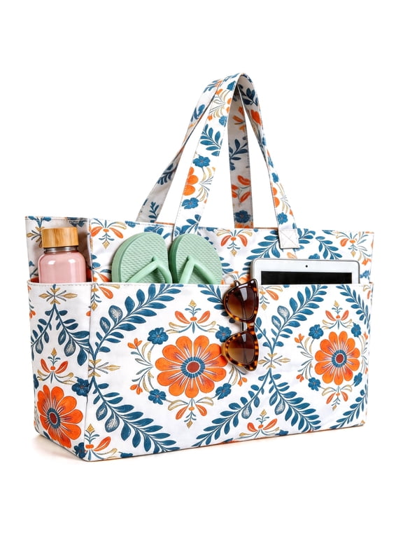 Hap Tim XXL Waterproof Beach Tote Bag with Wet Compartment & Zip,Large Capacity Sandproof Shoulder Travel Bag Lightweight Foldable Womens Holiday Essentials Bag for Swimming Shopping Gym(BB-HH)