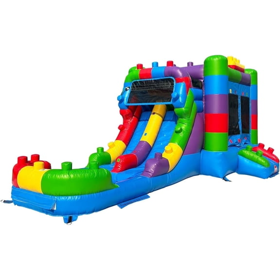 Hapcap Commercial PVC Inflatable Bounce House with Water Slide Pool,Outdoor,Backyard Party,with Air Blower
