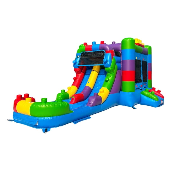 Hapcap Commercial PVC Inflatable Bounce House with Water Slide Pool,Outdoor Backyard Party,without Air Blower