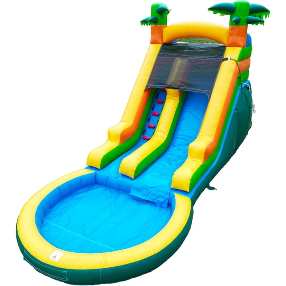 Hapcap Inflatable Deep Pool Water Slide Bounce House for Kids or Adults,Semi Commercial,Backyard Water Play Slide,Outdoor Large(Without Blower)