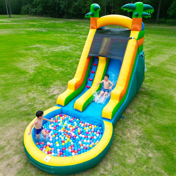 Hapcap Inflatable Water Slide for Kids or Adults,Semi Commercial,Deep Pool ,Backyard Water Play Slide,Outdoor Large(With Blower)