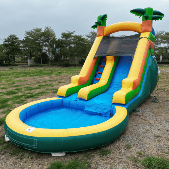 Hapcap Inflatable Deep Pool Water Slide Bounce House for Kids or Adults,Semi Commercial,Park Use,Backyard Water Play Slide,Outdoor Large(Without Blower)