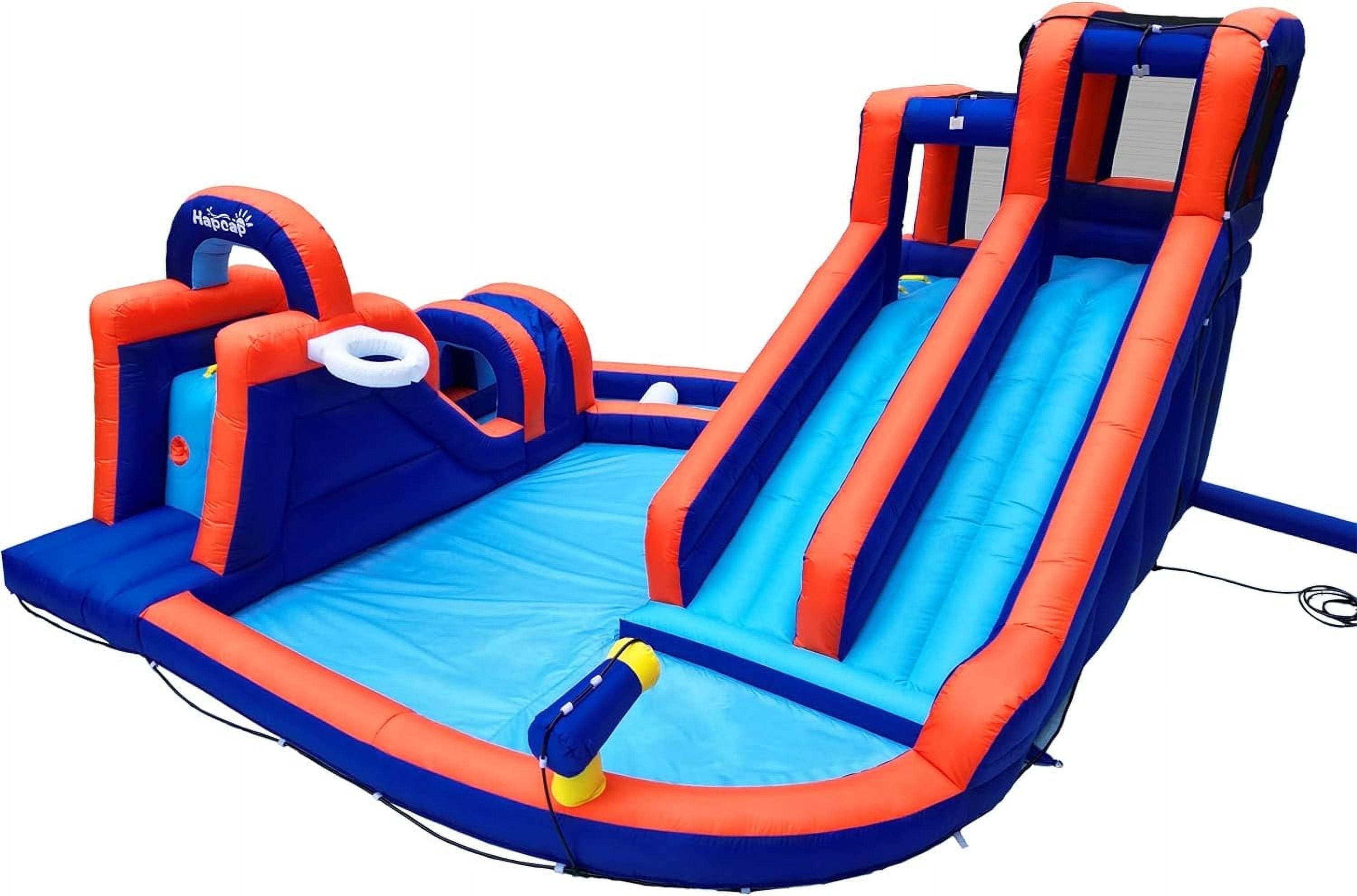 Hapcap Inflatable Water slide with Climbing, Slides, and Pool for Kids, Bounce House with Tunnel and Air Blower