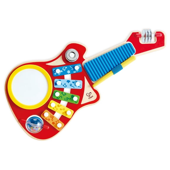 Hape: 6-In-1 Music Maker- Rainbow Colors, Wooden Guitar Shaped Musical Toy, 6 Instrument To Play, 19.2 x 18.9 x 8.7", Toddler & Kids Ages 18mo+