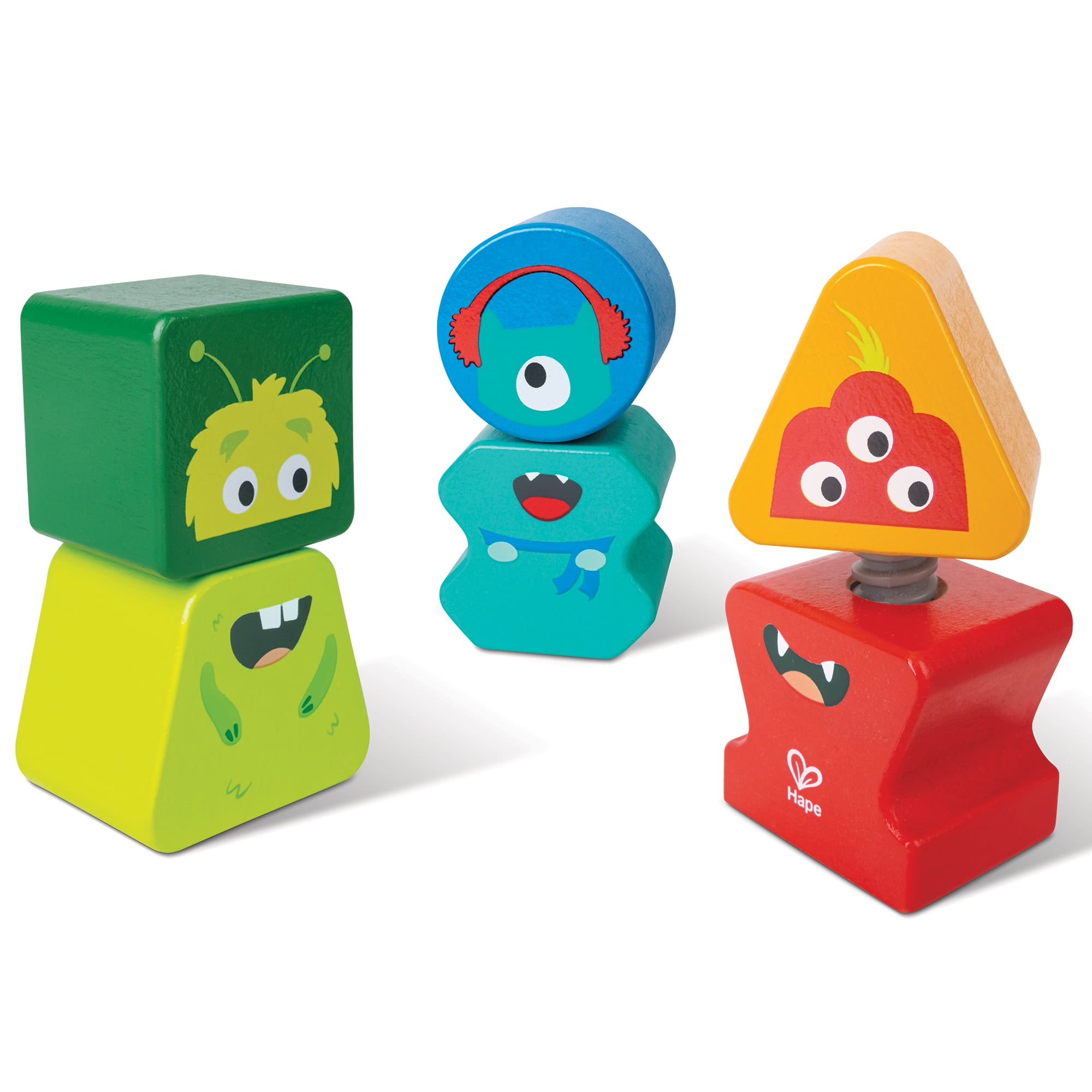 Hape: Building Block Monster Buddies - 3 Colorful Wooden Block