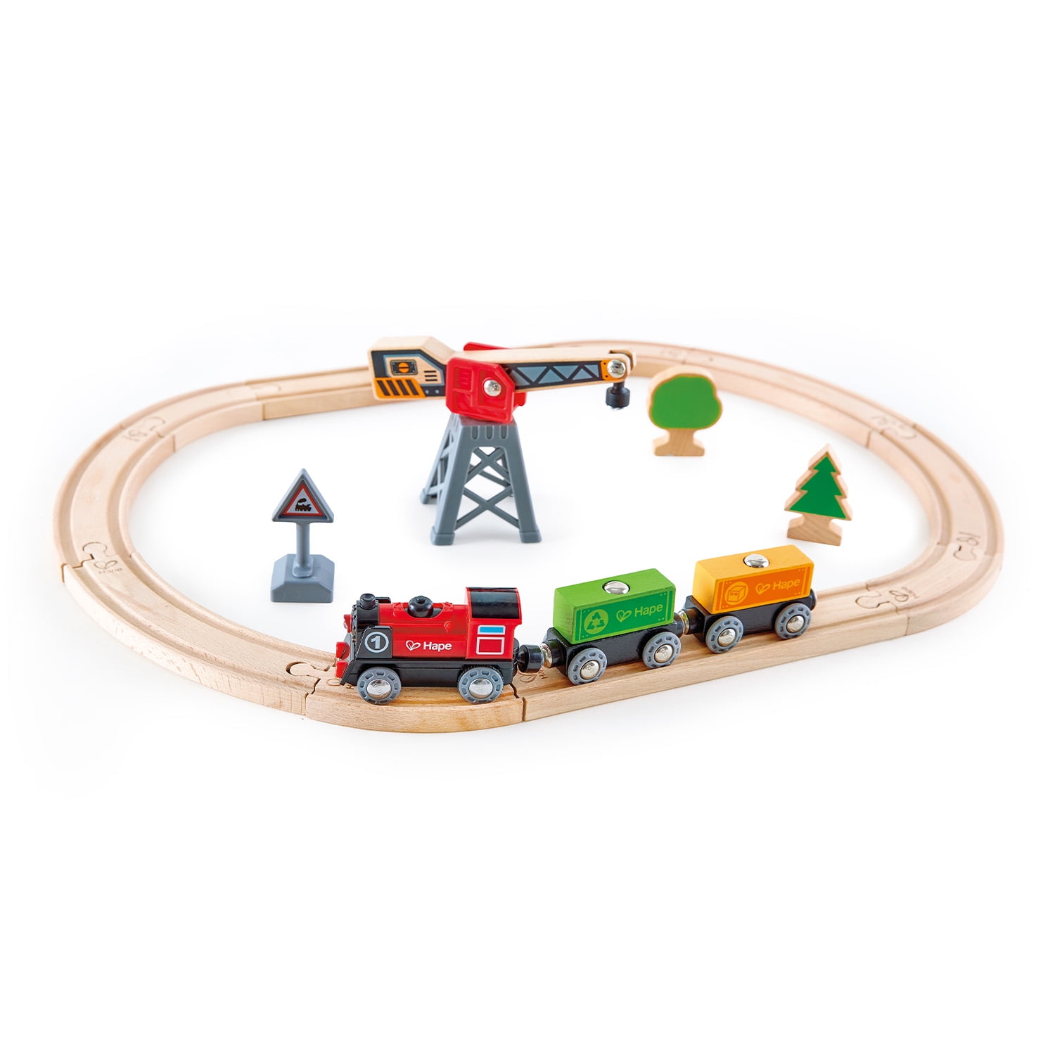 Hape Cargo Delivery Loop Railway and Train Mining Set with Magnetic Crane