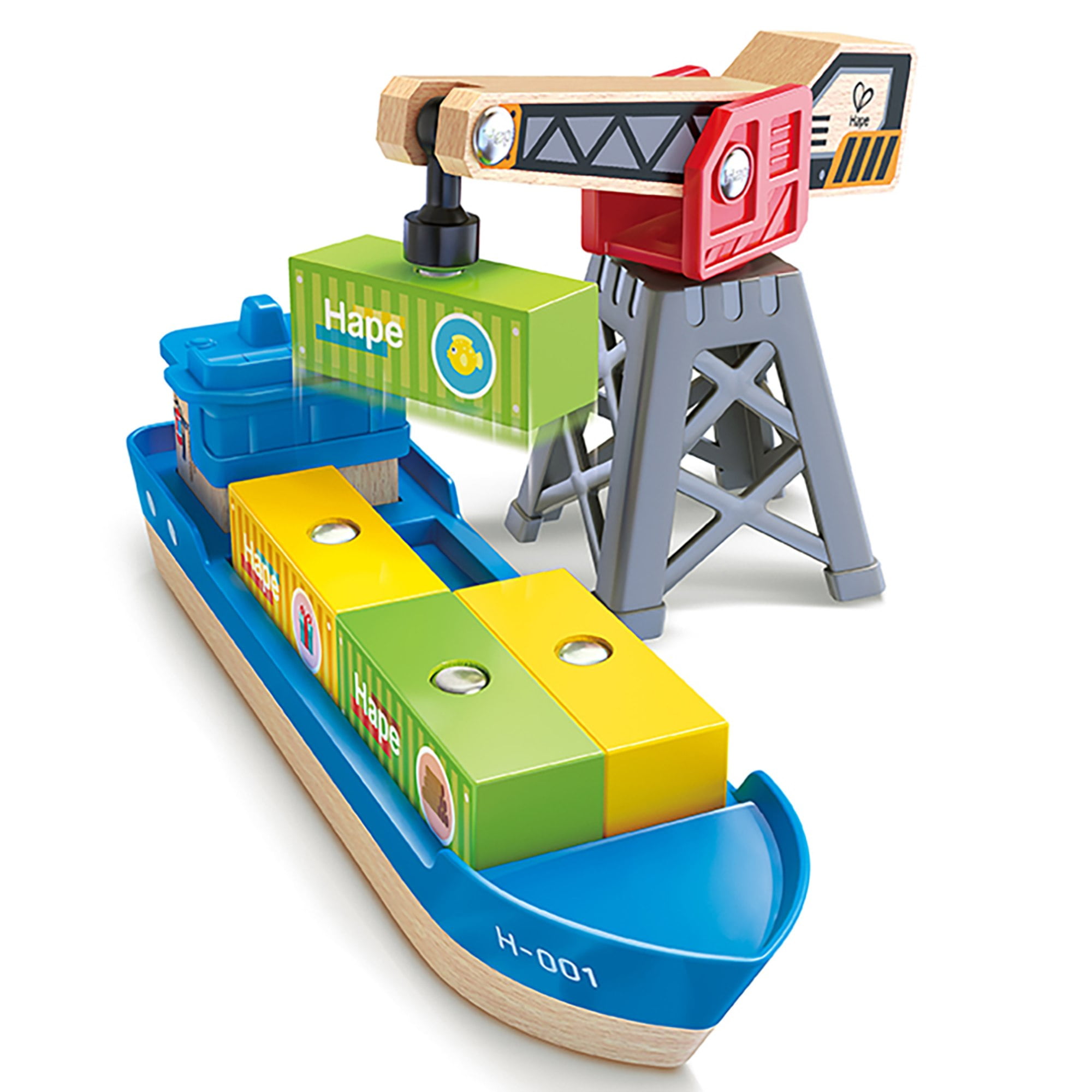 Hape Toys Cargo Ship Barco De Carga Y Grúa Para Niños Desde