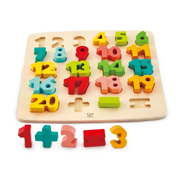 Hape Chunky Number & Counting Wooden Block Puzzle, 20 Pieces