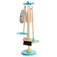 thumbnail image 1 of Hape: Clean Up Broom Set - 6pc, Yellow & Blue, Wooden Cleaning Toy Playset, Stand Holds Broom-Dustpan-Mop-Towel-Duster, Household Pretend Play, Kid 3+, 1 of 9