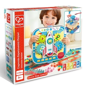 Hape: Cogworks Experimental Playset- Stem Engineering Toy, Changing Robot Boards, Moving Parts-Pins-Gears, Physics & Scientific Learning, Child Age 3+