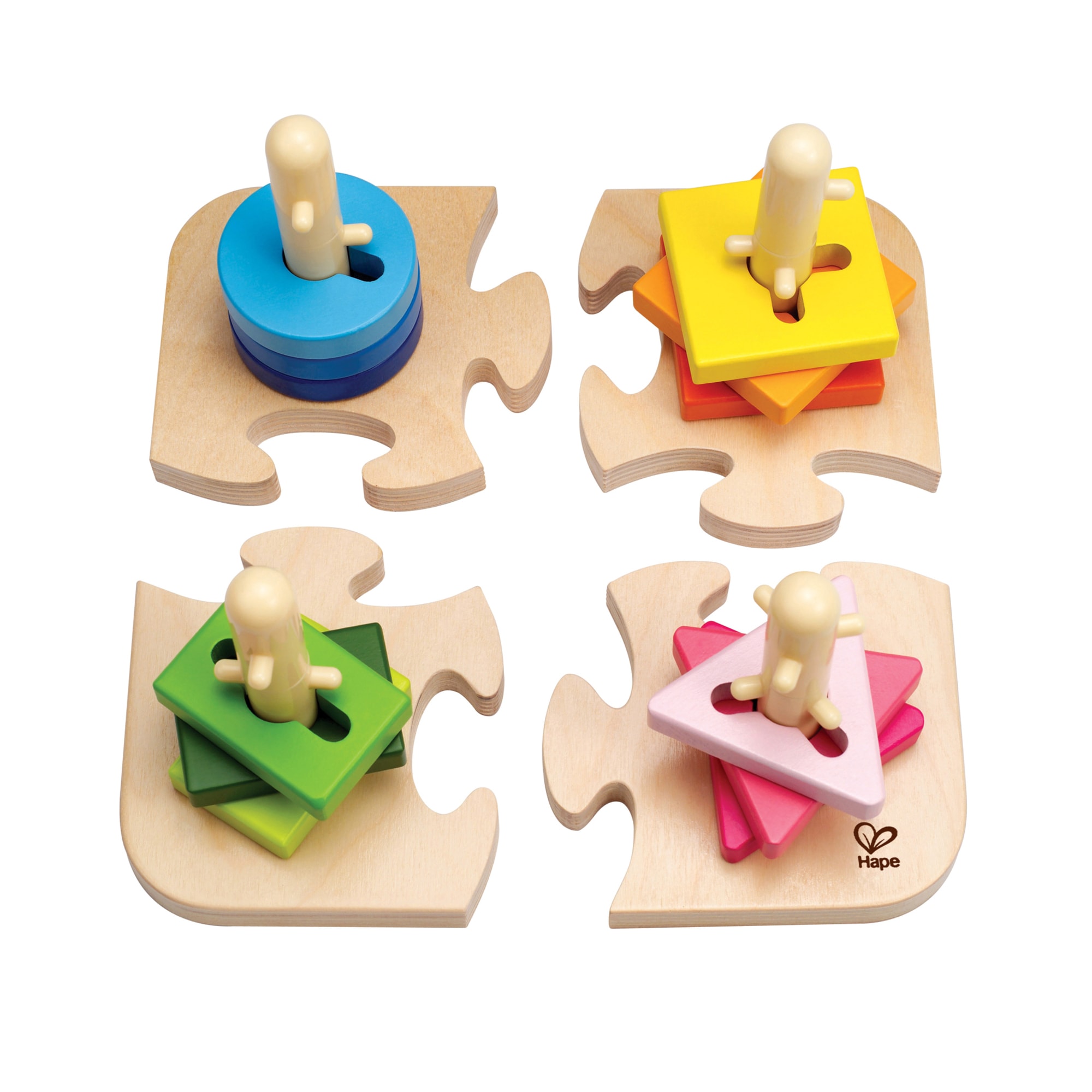 Hape Creative Peg Puzzle - 16 Pieces, Wooden Toddler Stacking Shape Puzzle Toy - image 1 of 6