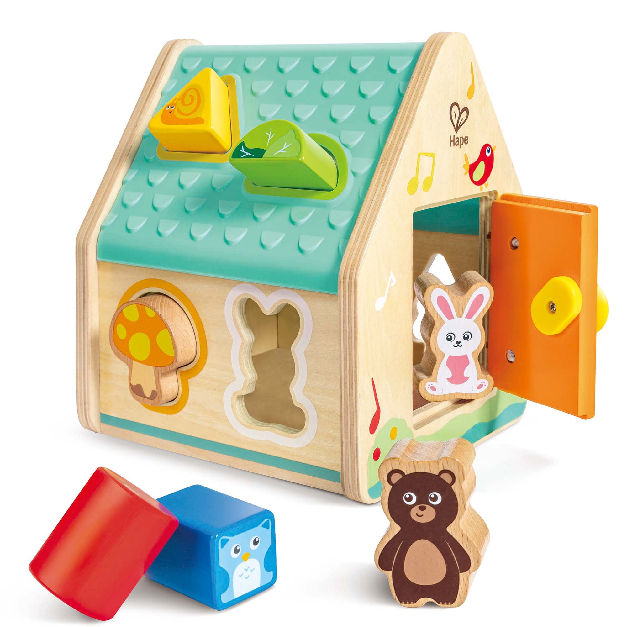 Hape: Critter House Shape Sorter - Wooden Shapes Toy, Animal Shaped Blocks, Playful Nature Design, Opening House Door, Baby-Toddler-Kids Ages 2+