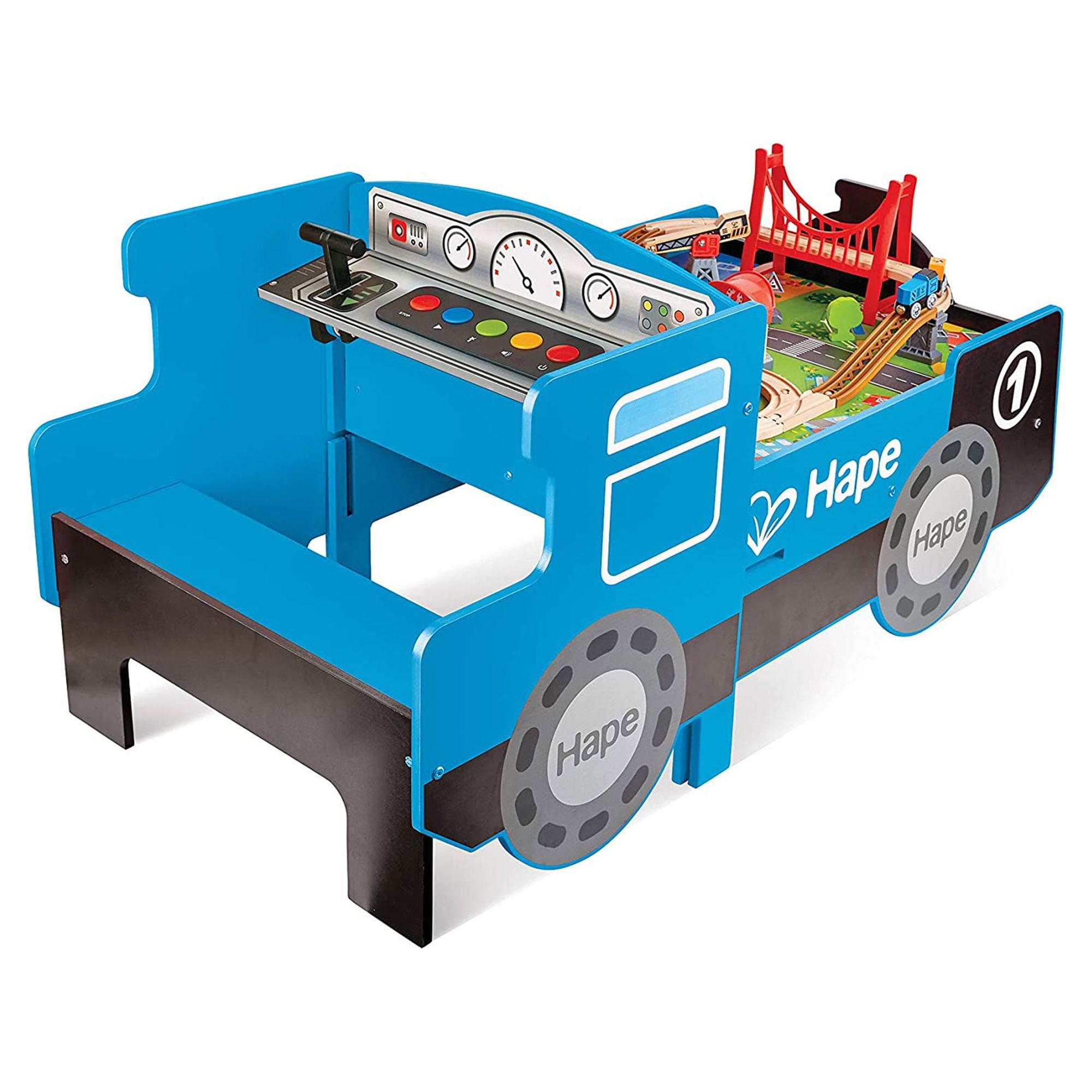 Hape Deluxe Full Wooden Ride On Foldable Engine Table, Kids Ages 3