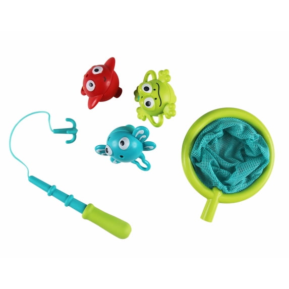 Hape Double Fun Jumping Sea Creatures Fishing Set with Net & Detachable Fishing Pole Handle, Ages 2+